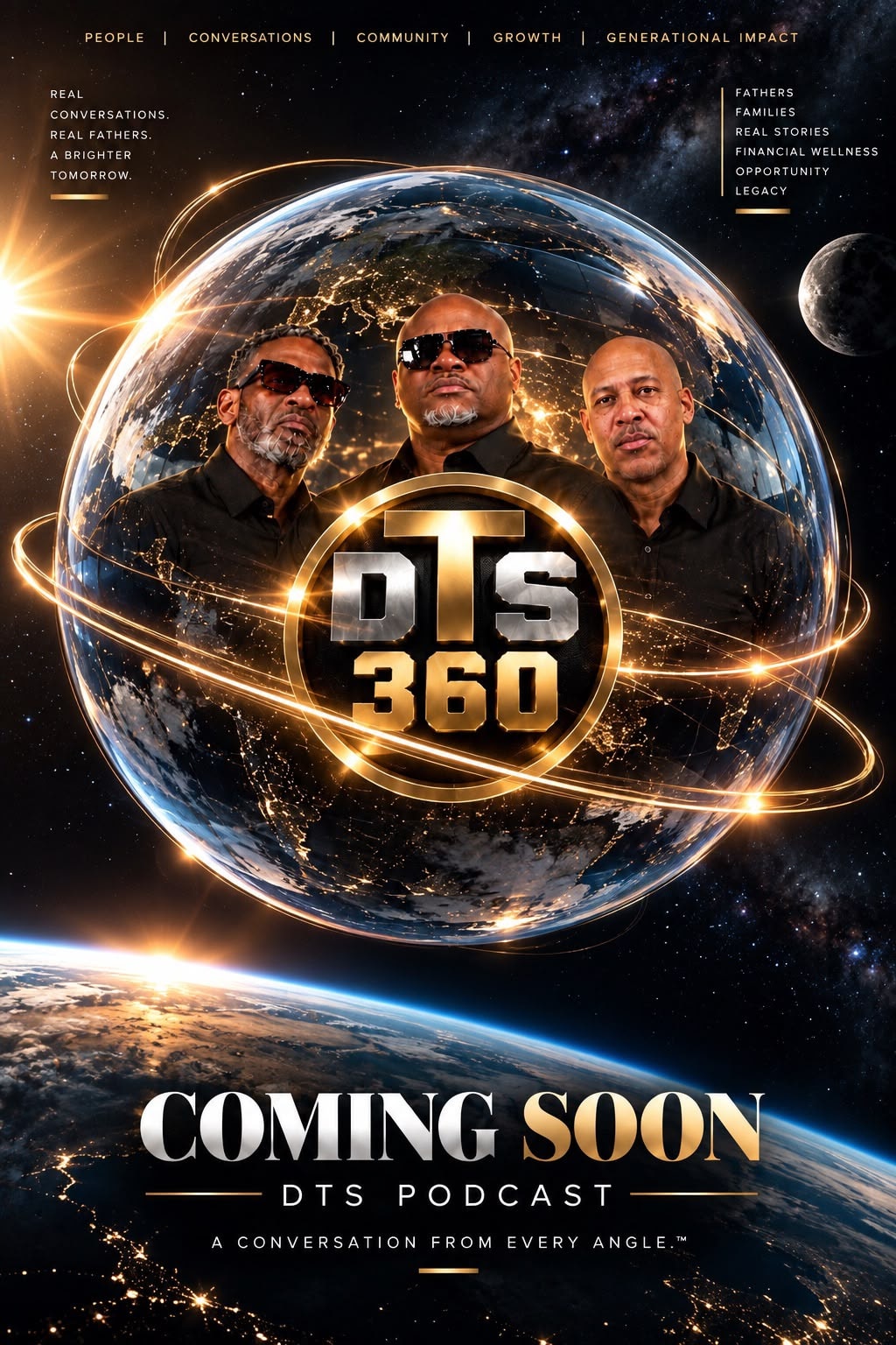 Dads Three Sixty podcast branding with microphone